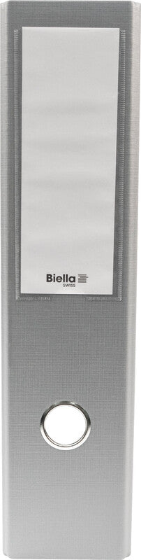 Biella Ordner – A3 quer – 2-Ring Hebelmechanik, Rücken 80 mm – grau, mit Niederhalter, mit Griffloch, FSC
