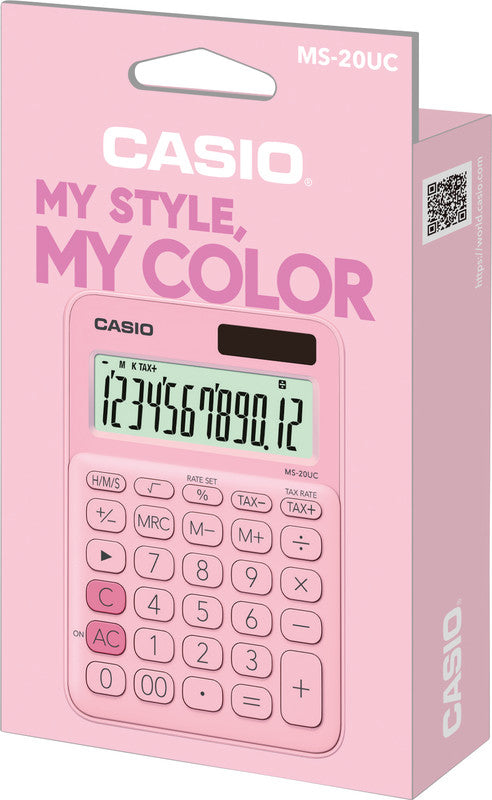 Casio Tischrechner MS-20UC – 12-stellig, LCD, Prozent/Währung, Solar + Batterie, 105×150×23 mm