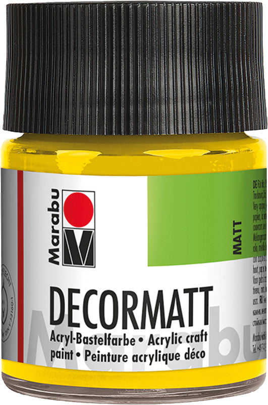 Marabu Decormatt – Acrylfarbe – Gelb, Samtmatt, 50 ml