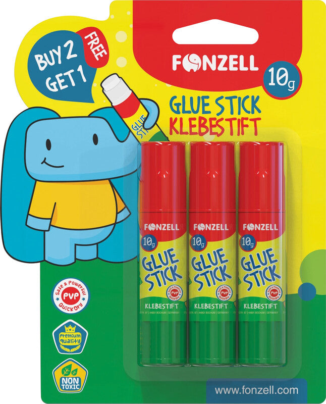Fonzell Klebestift – permanent, transparent, lösemittelfrei, 10 g, für Papier, Fotos, Stoff und mehr