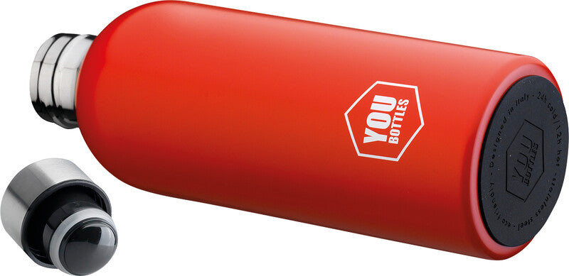 Youbottles Trinkflasche Dual – 5 dl – Edelstahl, isoliert, Schraubverschluss – Monochrome Rot