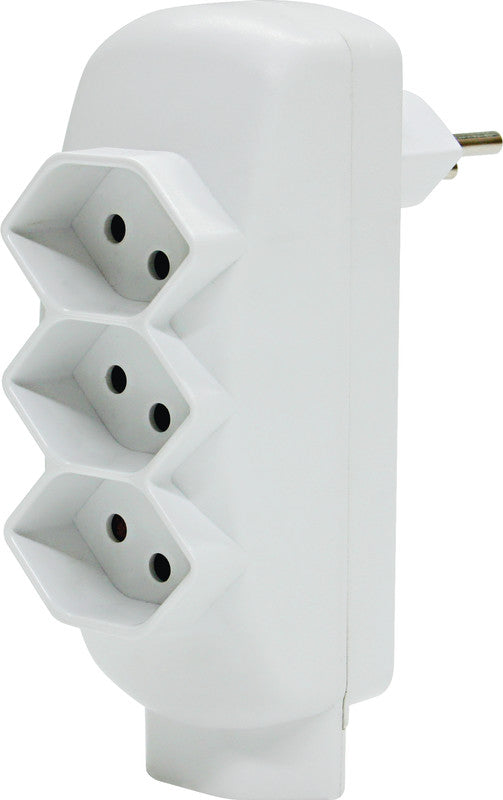 Steffen Abzweigstecker Swing – weiss, mit Kinderschutz, drehbar 360°, 4× T13, für T12-Stecker