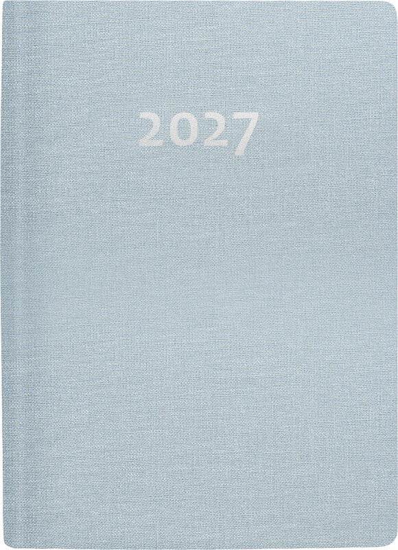 Biella Memento Agenda – 1 Woche/2 Seiten, Gebunden, 10,1 × 14,2 cm, 2027, Mehrsprachig, Hellblau, FSC