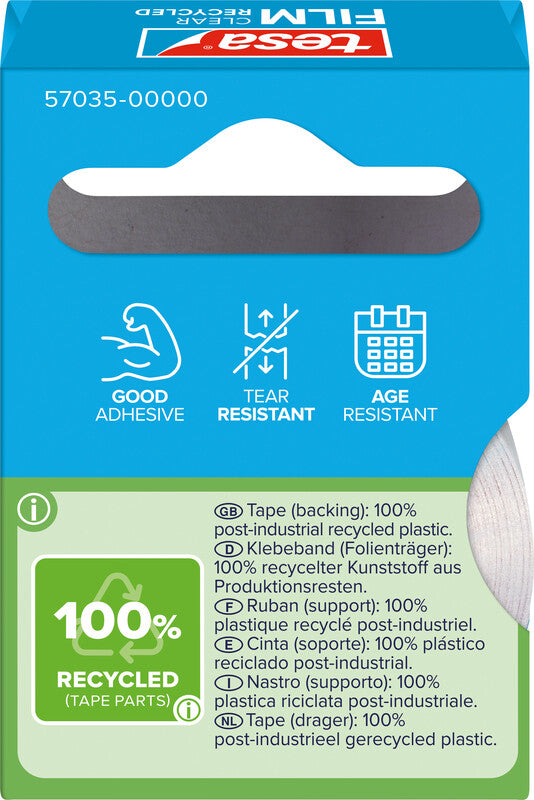 TESA Klebeband eco & clear – permanent, klar, Kunststoff, 15 mm × 10 m, Kern Ø 26 mm, 1 Rolle