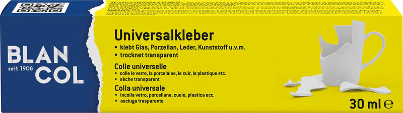 BLANCOL Universalkleber permanent – 30 ml, 1 Stk., für Glas, Porzellan, Leder …