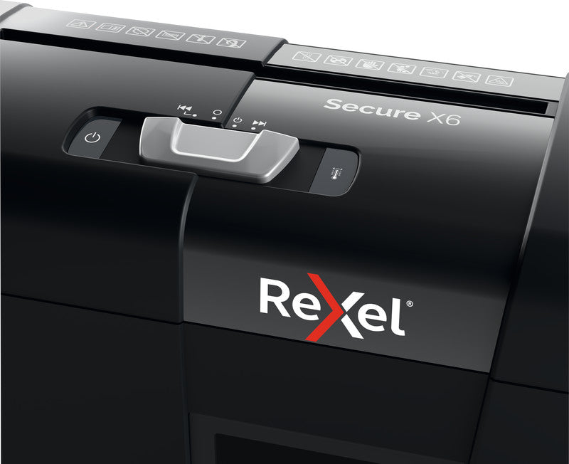 Rexel Secure X6 – Aktenvernichter, DIN P-4, Partikelschnitt 4 × 40 mm, 6 Blatt, 10 l, A4