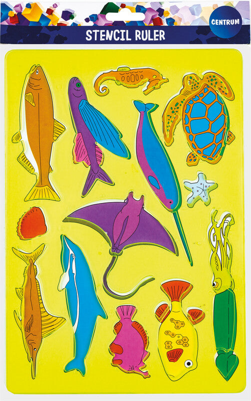 Centrum Malschablonen-Set, Tiere, 26,5 × 18,5 cm, Kunststoff, Farben sortiert