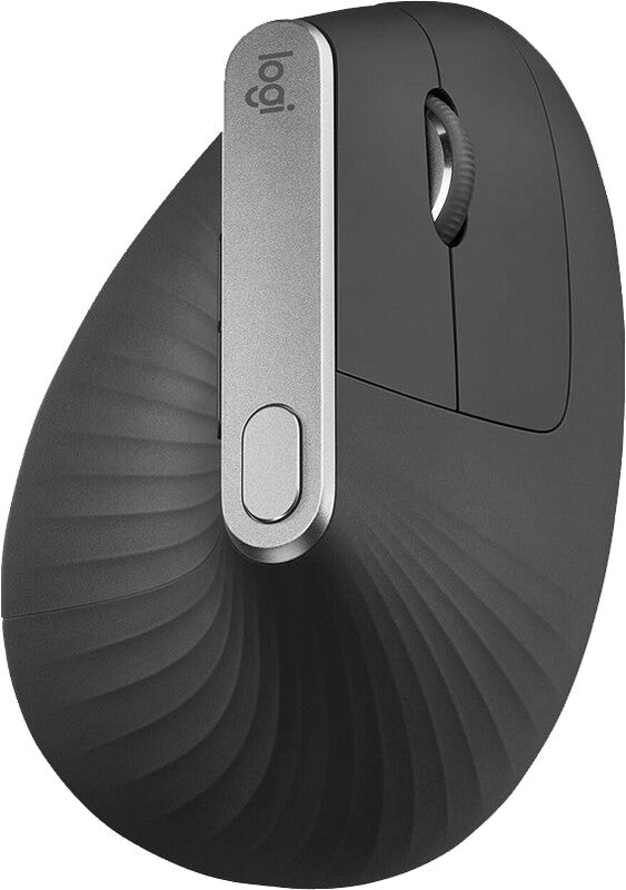 Logitech MX Vertical Ergonomische Maus – kabellos, USB-C, 4 Tasten, vertikal, Unifying-Empfänger, schwarz