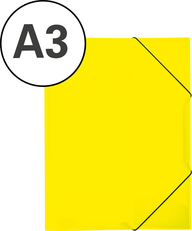 HERMA Gummibandmappe A3 – 3 Klappen, Polypropylen (PP), Gelb, Füllhöhe 40 mm