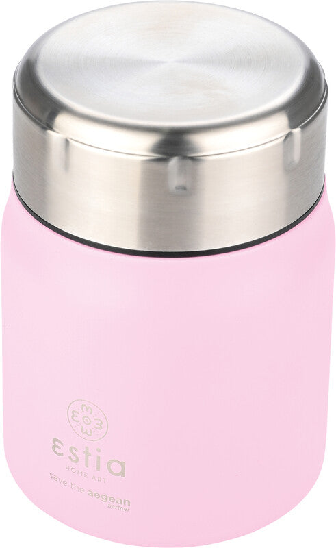 Estia Thermo-Lunchbehälter – 0,5 l – auslaufsicher, isoliert – Edelstahl – rosa – Ø 10 × 14 cm
