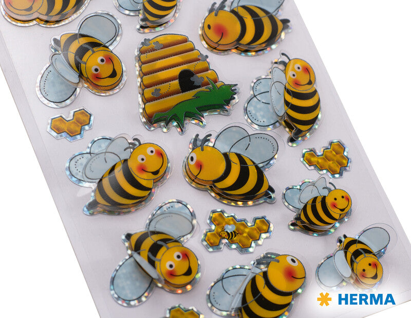 HERMA Schmucketiketten Bienen – 18 Stück – permanent – mehrfarbig