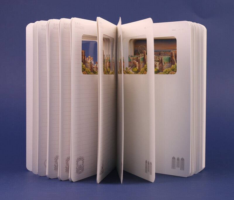 Buddhiherz Notizbuch, 110 × 180 mm, liniert, gebunden, Hardcover, 200 Seiten, 150 g/m² – blau