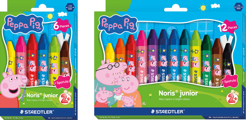Staedtler Noris junior Ölbasierte Farbstifte-Set – 6 Farben, Mine Ø 14 mm, Kartonetui, Peppa Pig