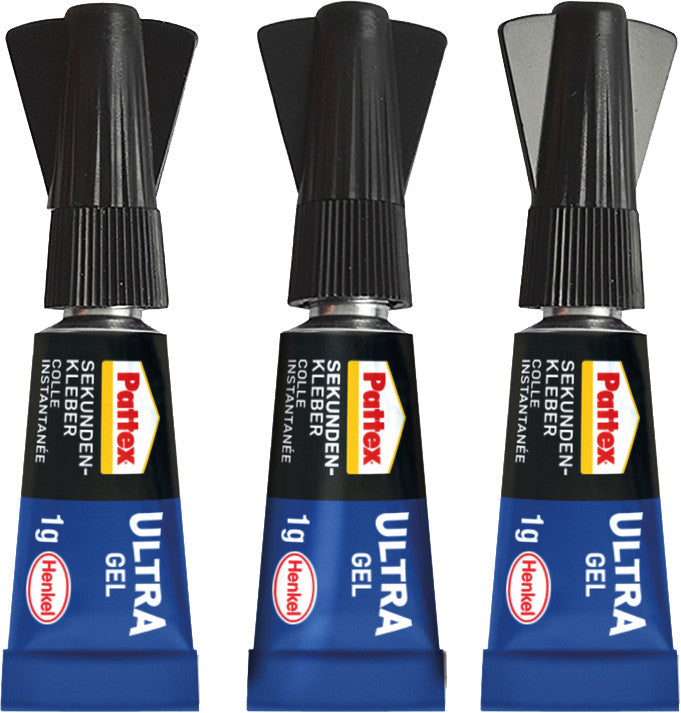 Pattex Sekundenkleber – Tube, permanent, transparent, tropffrei, 3×1 g