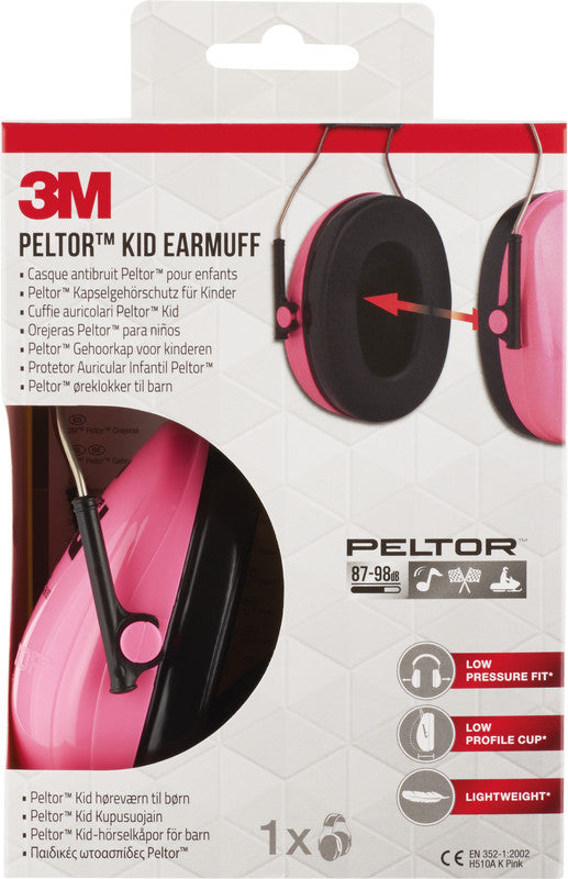 Peltor 3M Peltor Kapselgehörschutz – SNR 98 dB, für Kinder, Pink