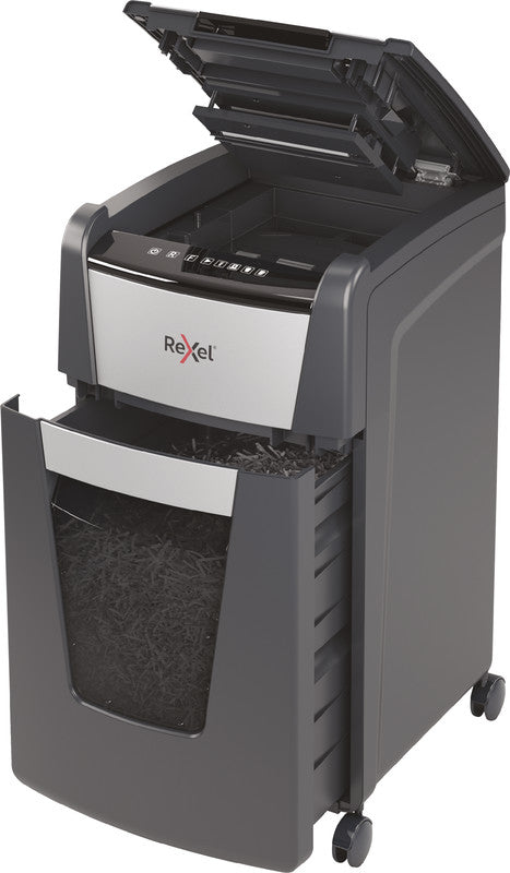 Rexel Optimum AutoFeed+ 225X – Aktenvernichter mit Autofeed 225 Blatt, DIN P-4, Partikelschnitt 4 × 25 mm, 60