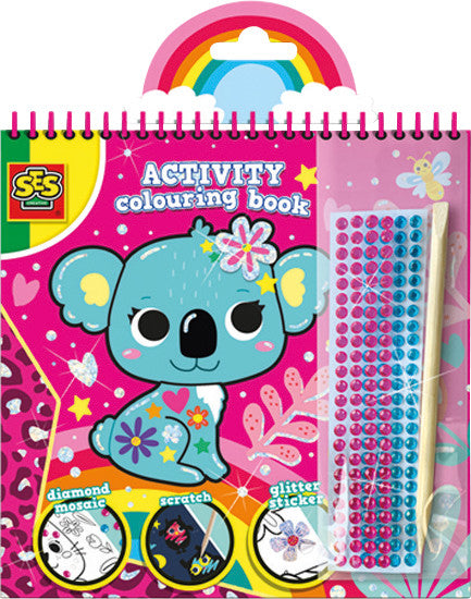 SES Malbuch, Karton, 20 × 20 × 1 cm, mehrfarbig, ab 3 Jahren, inkl. Glitzersticker