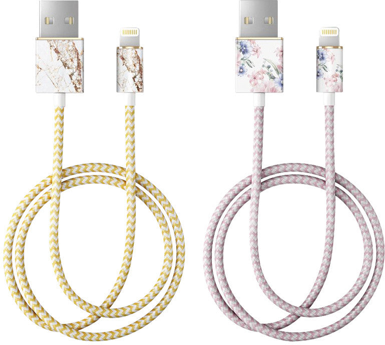iDeal of Sweden USB-A auf Lightning Kabel, 1 m, Peony Garden, geflochten (Nylon), Schnellladen, MFi-zertifiziert