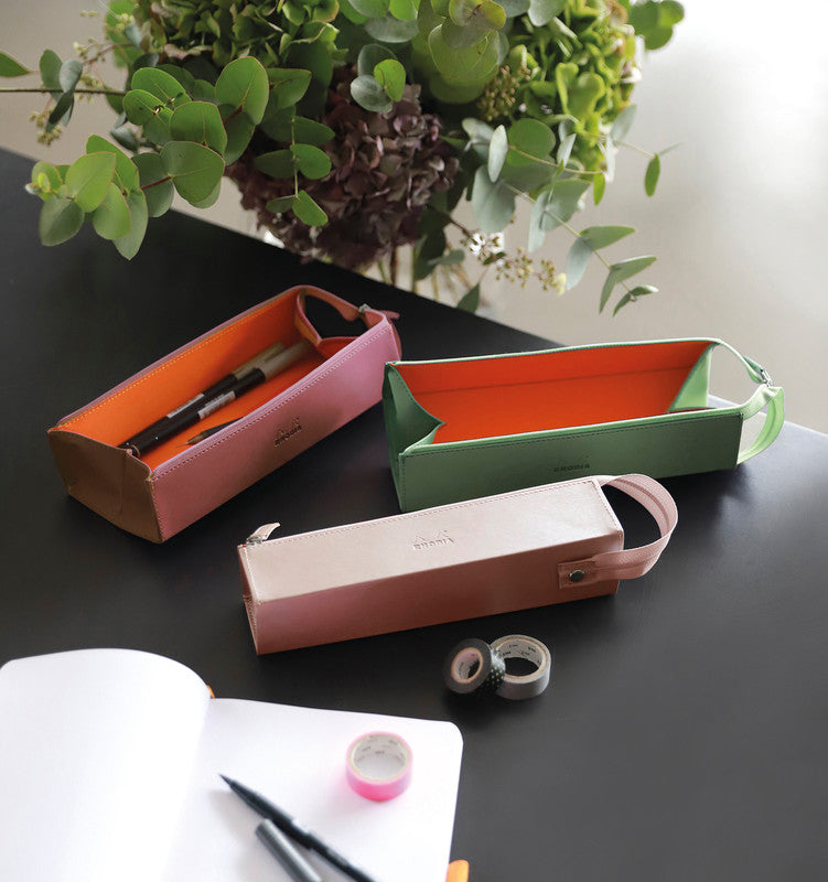 Rhodia Etui Schlamperetui, leer – grün céladon – Kunstleder – 23 × 5 × 5 cm