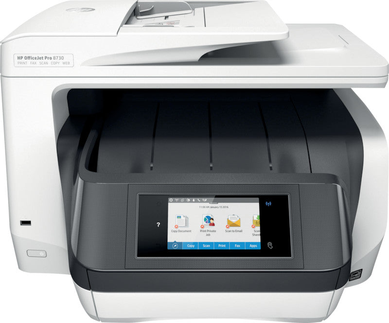 HP Officejet Pro 8730 – Farbiger Tintenstrahl-MFP A4, 4-in-1 – USB/WLAN – Duplex, ADF – 24 Seiten/Min. S/W, 20 Seiten/Min. Farbe