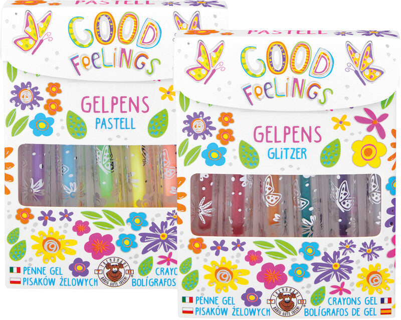 Trendhaus Gelschreiber 6er Set – 6 Farben, 1 mm, für dunkles Papier, Kappe