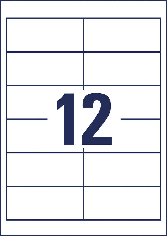 Avery Druckeretiketten, 97 mm × 42 mm, weiss, Papier, permanent, 1200 Etiketten (100 Blatt)