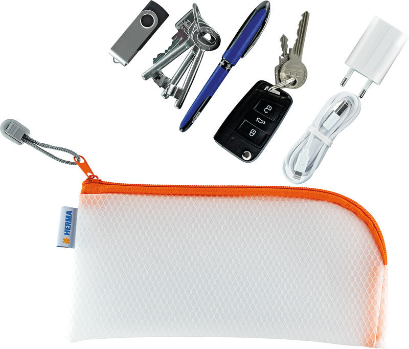 HERMA Reissverschlusstasche – orange – Kunststoff – 23 × 11 × 0,7 cm