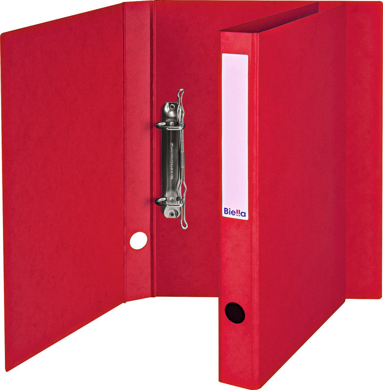 Biella Zeigebuch – A4 Hochformat – 2-Ring Bügelmechanik, Ø 25 mm, Rücken 31 mm – Rot, mit Griffloch