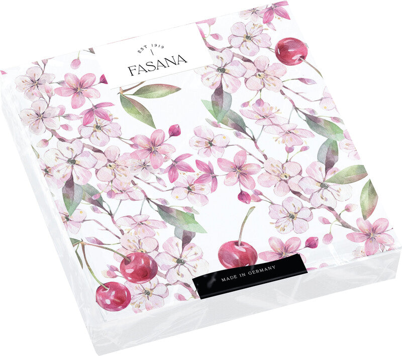 Fasana Servietten Cherry Blossom – 33 × 33 cm – 3-lagig, Tissue – 20 Stk., FSC
