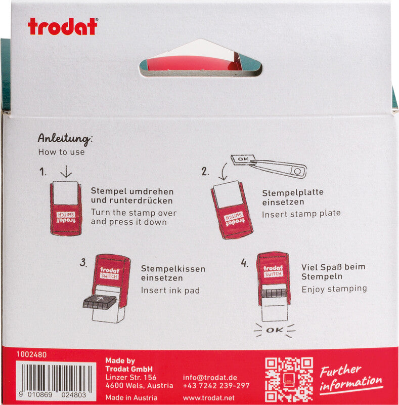 Trodat Weihnachts-Motivstempel – selbstfärbend, 10 Textplatten, 19 × 19 mm, 2 Kissen (rot/schwarz), Englisch
