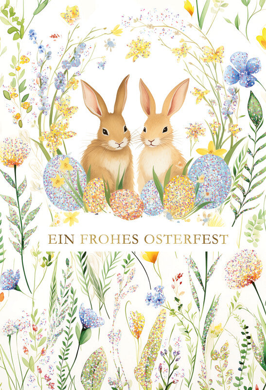 Kurt eulzer Grusskarte Ostern (Osterhasen) – 115 × 170 mm – mit Umschlägen, Text DE, Karton, 6er Pack