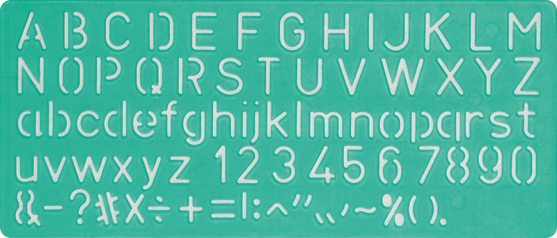 Linex Schriftschablone – Zeichenhöhe 10/20/30 mm, Kunststoff, grün, 3-teiliges Set, mit Tuschenoppen