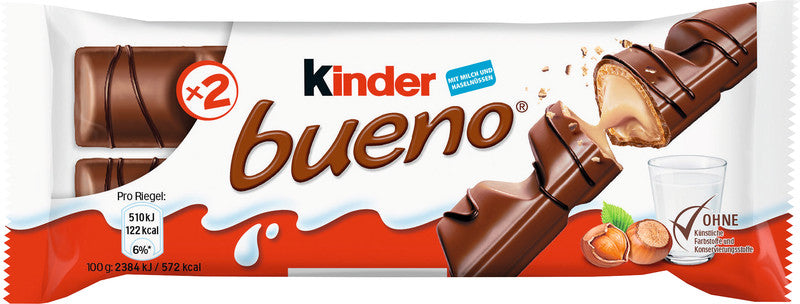 Ferrero Kinder Bueno Schokoladenriegel – Haselnuss, Milch, 2 × 21,5 g (43 g)