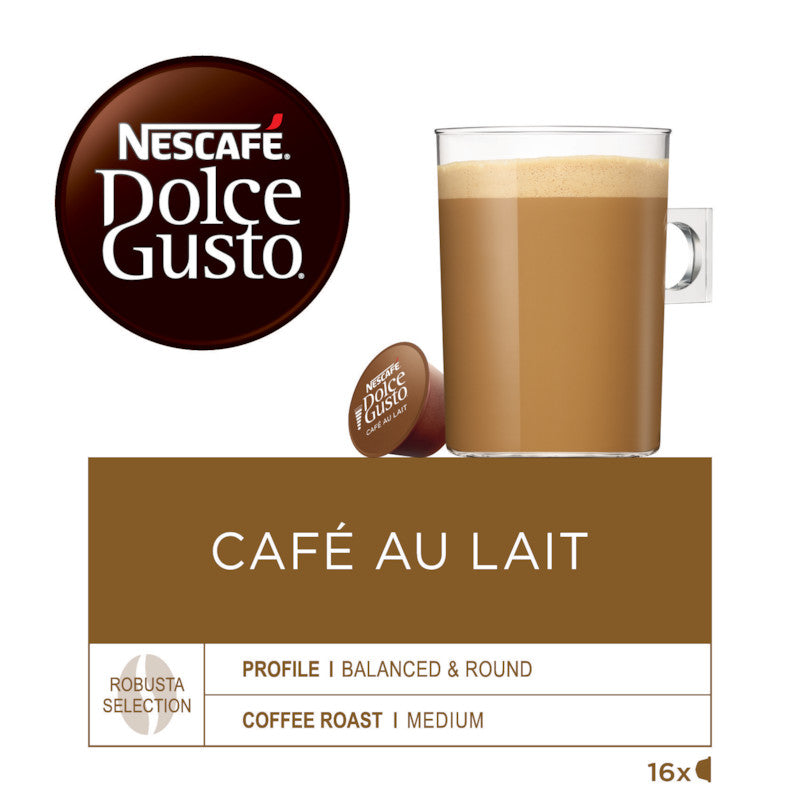 Nescafé Dolce Gusto Kaffeekapseln Café au Lait – für Dolce Gusto – 16 Kapseln