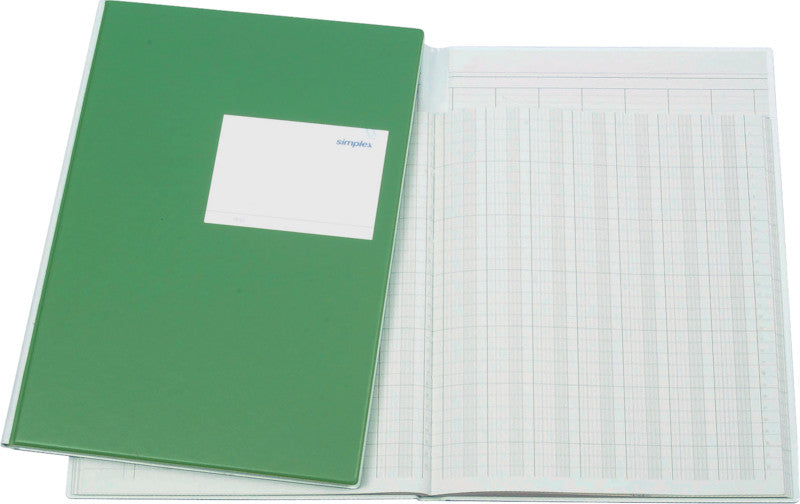 Simplex Statistikbuch, A4, liniert, mit Zeilennummerierung, Fadenheftung, 40 Blatt, 100 g/m² – Grün