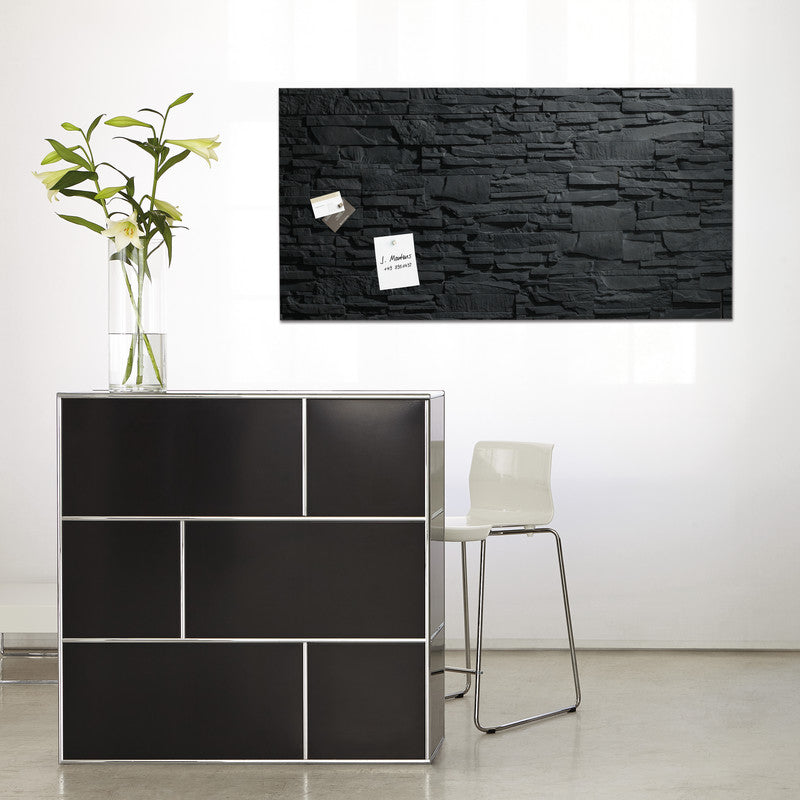 Sigel Whiteboard – 91 × 46 cm, Glas, magnetisch, Wandmontage, inkl. Magnetwürfel, Montagesatz