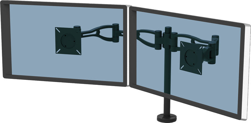 Fellowes Vista – Monitorarm, Dual, Tischklemme, bis 26", VESA 75 × 75/100 × 100 mm, 10 kg, höhenverstellbar