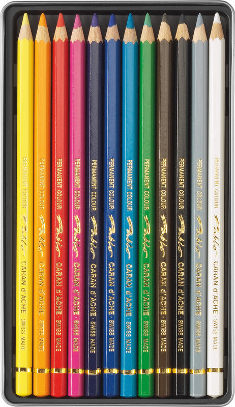 Caran d-Ache Caran d'Ache Buntstifte Pablo – 12 Farben, im Metalletui, Ø 3,8 mm, FSC