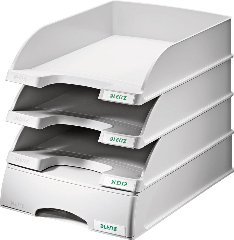 Leitz Briefkorb – mit Griffausschnitt, mit Beschriftungsfeld, matt, silber, B 255 × H 70 × T 357 mm