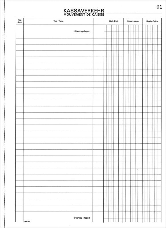 Favorit Formularblock – Kassaverkehr, Deutsch, Französisch, 50 Blatt, A4