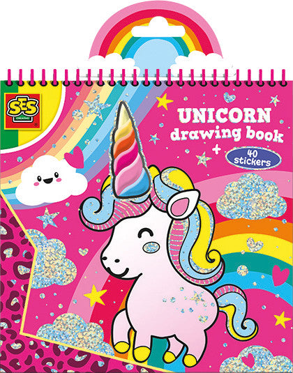 SES Creative Malbuch, Karton, 20 × 20 × 1 cm, mehrfarbig, ab 3 Jahren, inkl. 40 Glitzersticker