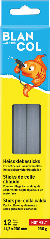BLANCOL Heissklebepatronen – Ø 11,2 × 200 mm – 12 Stück, 230 g – Weiss, geruchsarm