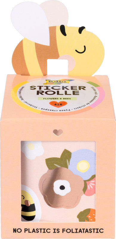 Folia Stickerrolle, Flowers & Bees – 10,5 cm × 4 m – sortiert