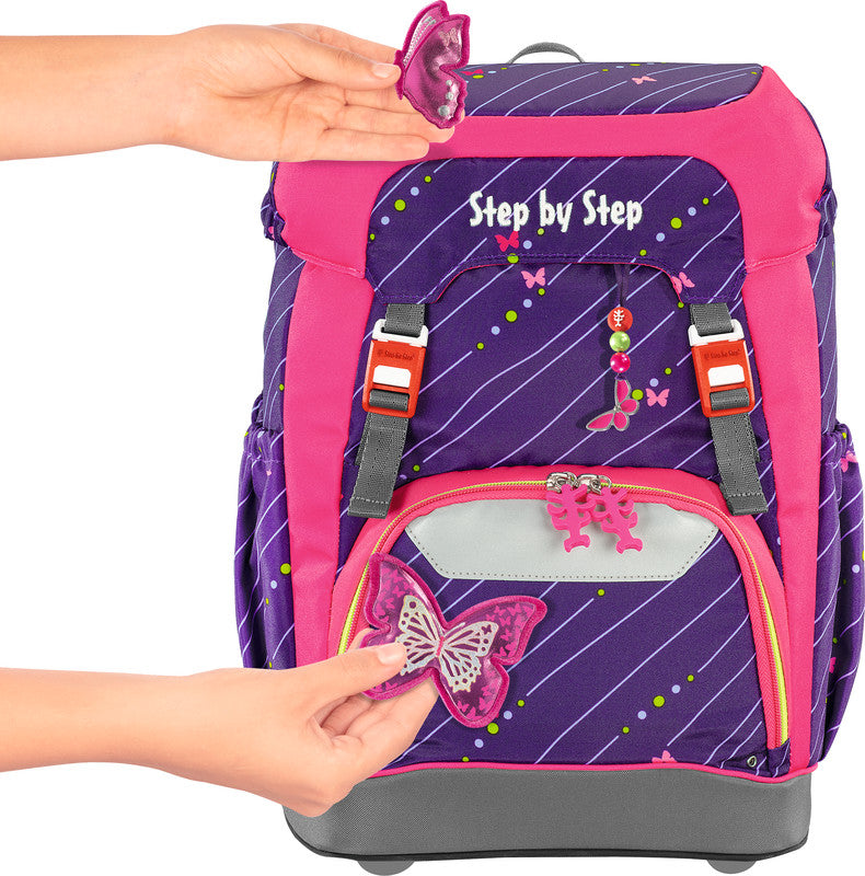 Step by Step Schulrucksack Grade – Shiny Butterfly – B 28,0 × H 41,0 × T 20,0 cm – recycelte Materialien