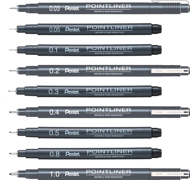 Pentel Pointliner Fineliner 0,5 mm – schwarz – wasserfest