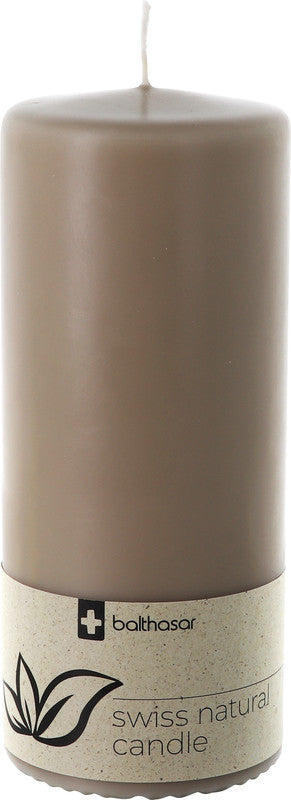 Balthasar Zylinderkerze – Ø 8 × 19 cm – 80 h, taupe