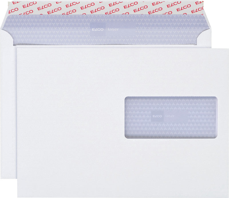 Elco Couvert C5, Fenster rechts, selbstklebend, hochweiss, 100 g/m², mit Innendruck – 500 Stk.
