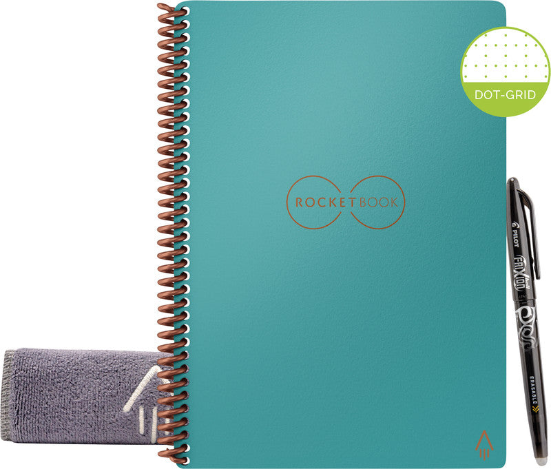 Rocketbook Spiralbuch, Spiralbindung, Hardcover, 36 Seiten, 90 g/m² – türkis, für Rocketbook App
