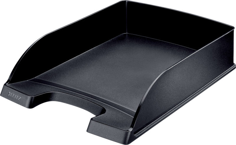 Leitz Briefkorb – mit Griffausschnitt, mit Beschriftungsfeld, matt, schwarz, B 255 × H 70 × T 357 mm