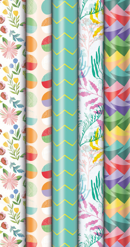 Zoewie Geschenkpapier Rolle – Happy Mix – gestrichenes Papier, 80 g/m2 – 700 × 2000 mm